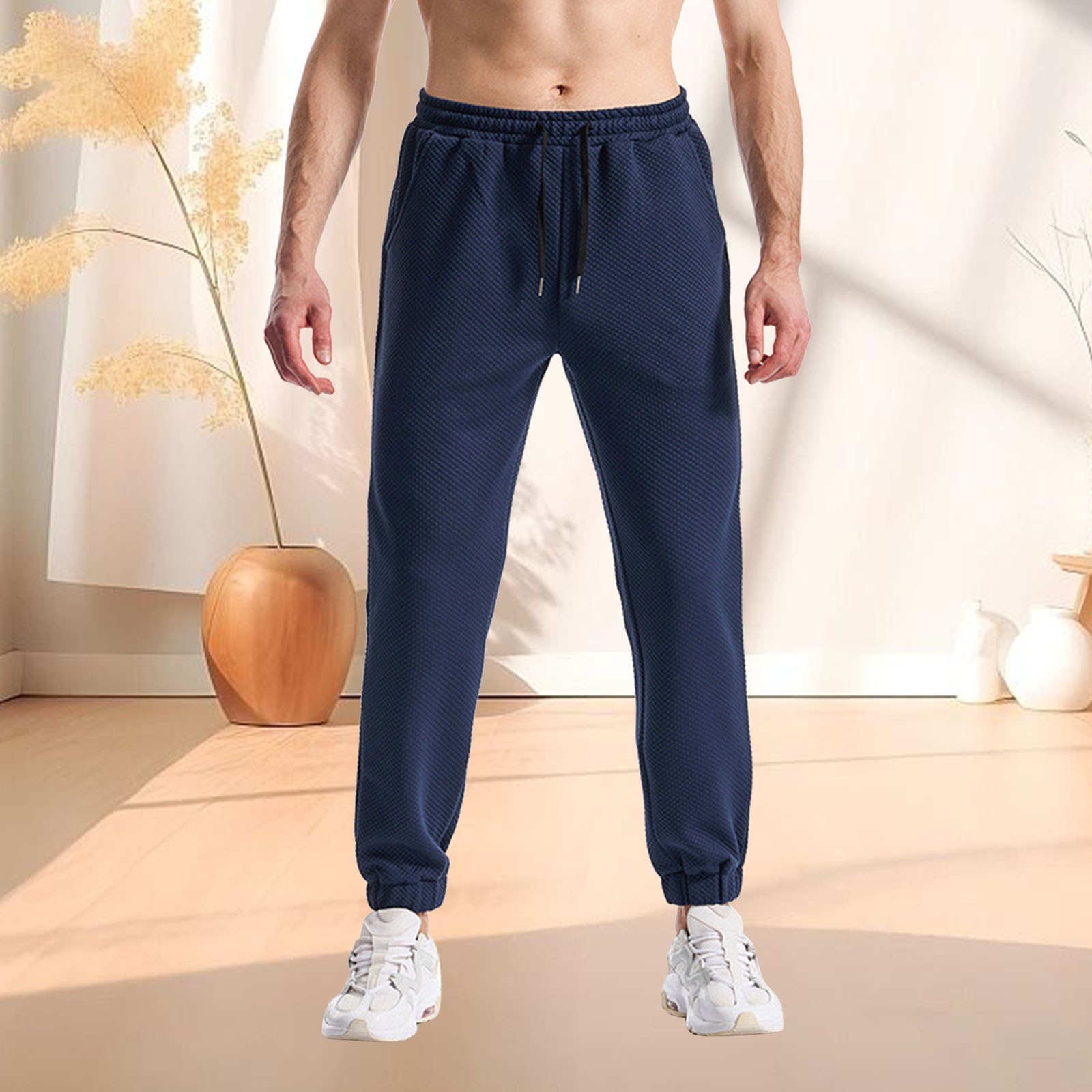 thumbnail image 2 of Pantalones largos ligeros y transpirables de verano para hombre, para el día a día: tejido suave, corte holgado, fáciles de combinar, ideales para climas cálidos., 2 of 4